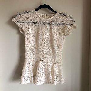 Cream Lace Peplum Blouse